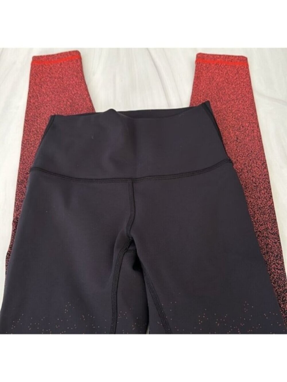 Lululemon Women's Black Red Ombre Speckle Wunder Under Hi-Rise Tight 28" Size 2 - Picture 7 of 10